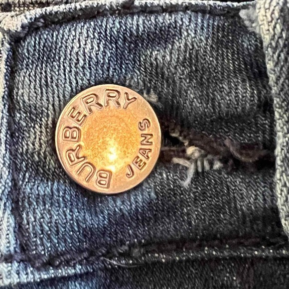 Burberry London Girls Skinny Jeans Blue Wash Size 26 Rhinestone Logo - Picture 10 of 15